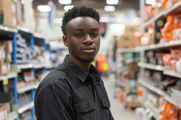 Naklejka premium Portrait of a young adult male retail sales associate
