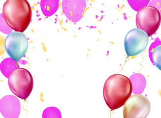 Party balloons Funky Hipster Party Tinsel Vector Foil Confetti Cool Foil Border Fireworks Explosion, Blast, Burst, New Year, Christmas, Birthday Celebration. Winter Holidays Blue, 