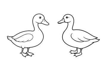 Duck Line Art Silhouette Vector Illustration