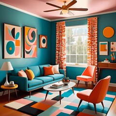 Lively Mid-Century Modern Composition Abstract