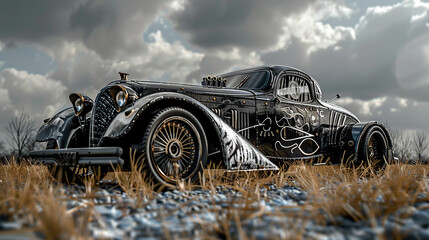 old carriage cart, generative, ai, steampunk, retro, vintage, background, products, machine, mechanical	
