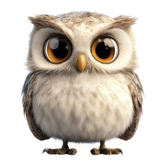Naklejka premium Adorable Owl with Big Eyes - Cute Cartoon Bird Illustration.