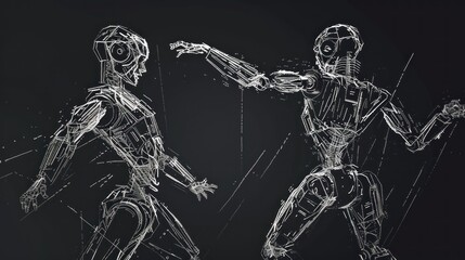 Cheerful dancing robot machine technology.