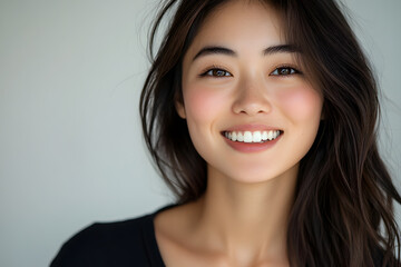 Naklejka premium Portrait of young asian woman isolated on white background
