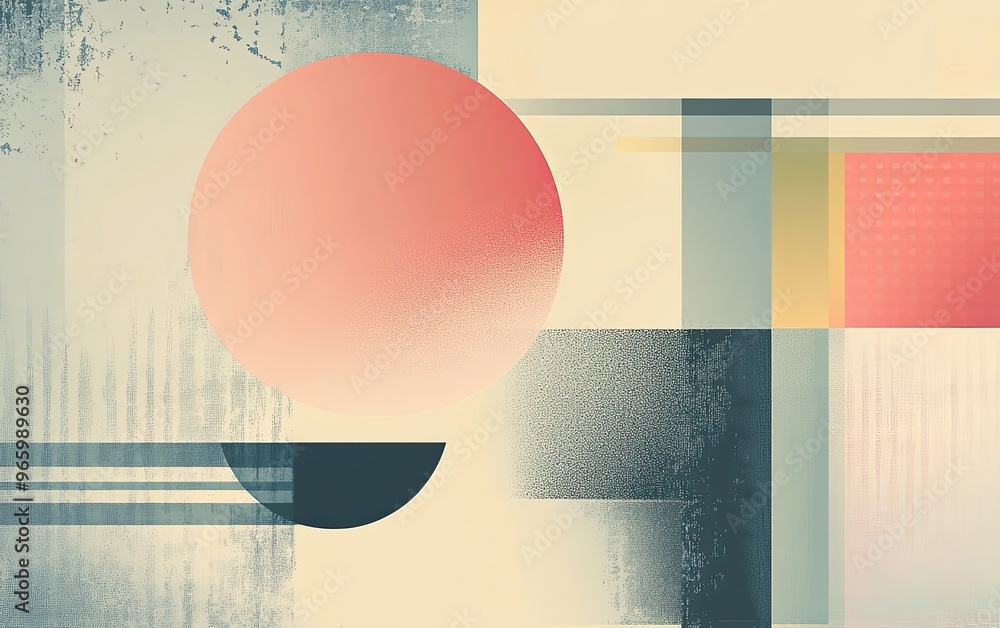 Poster serene minimalist abstract art with clean lines and soft color gradients on textured background