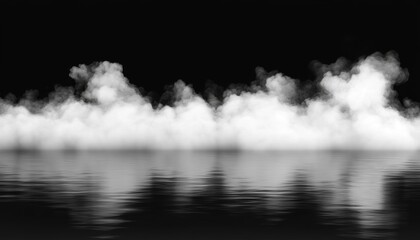 Fototapeta premium Ethereal Mist and Smoke on Dark Background: Abstract Cinematic Composition for Marketing Campaigns and 4K Wallpapers. Atmospheric Fantasy-Style Imagery with Water Reflections, Depth, and Wide-Angle P