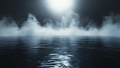  Ethereal Mist and Smoke on Dark Background: Abstract Cinematic Composition for Marketing Campaigns and 4K Wallpapers. Atmospheric Fantasy-Style Imagery with Water Reflections, Depth, and Wide-Angle P