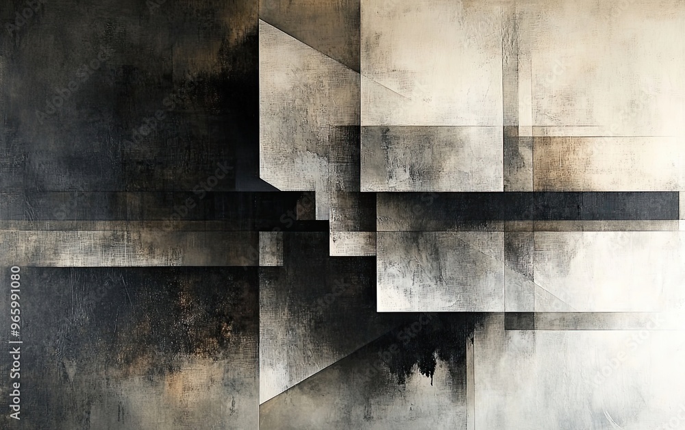 Poster elegant minimalist abstraction: geometric forms with textured depth