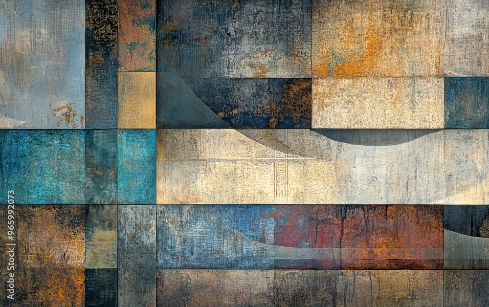 Aufkleber serene symmetry: minimalist abstract art with muted colors and textured patterns