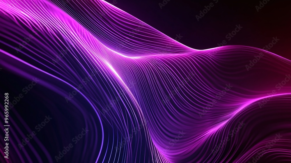 Poster modern technology background with purple neon lines on a dark futuristic design copy space perfect f
