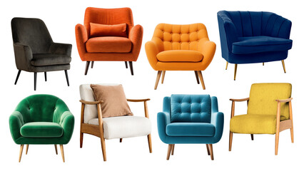 PNG fabric armchair set, transparent background