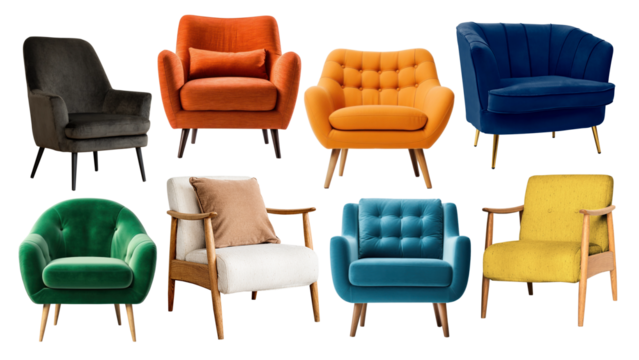 PNG fabric armchair set, transparent background