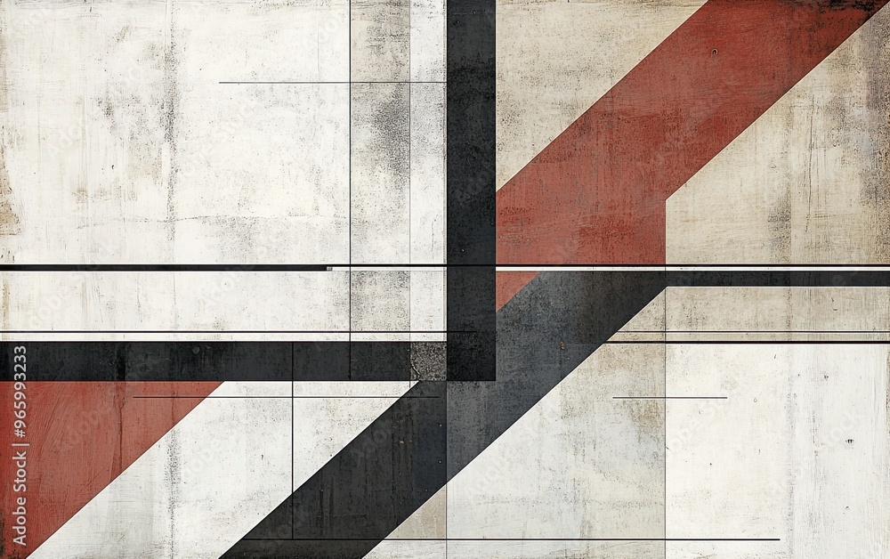 Poster harmony in lines and blocks - minimalist abstract poster with textured surface and muted colors