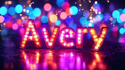 Colorful LED personalized name postcard perfect for decor.