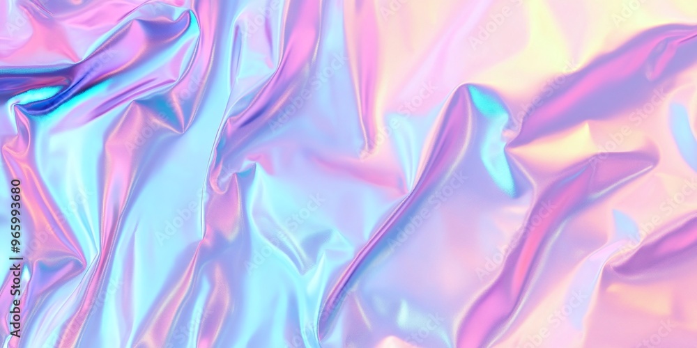 Poster iridescent hologram foil texture gradient background with pastel metallic surface smooth pearlescent