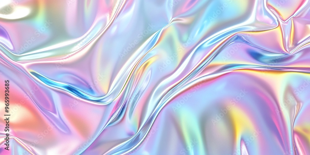 Poster gradient holographic foil texture with metallic pastel background and smooth glossy surface light pe