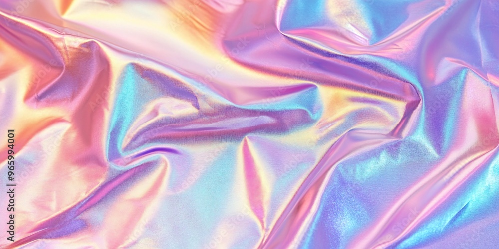 Poster hologram texture with iridescent foil background and vibrant gradient creating a futuristic digital 