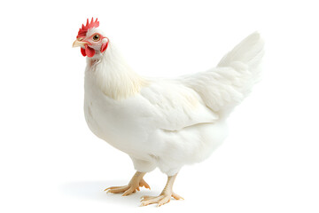 White hen isolated on white background