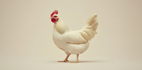 White hen isolated on white background