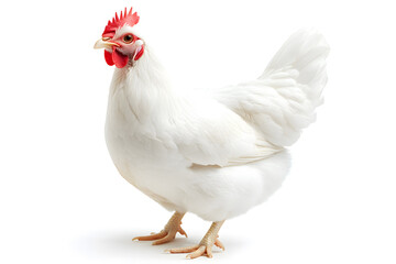White hen isolated on white background