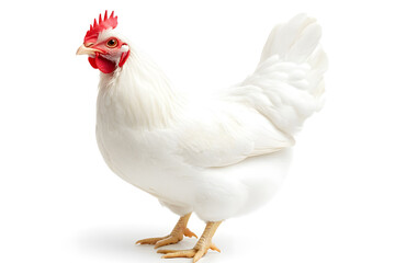 Fototapeta premium White hen isolated on white background