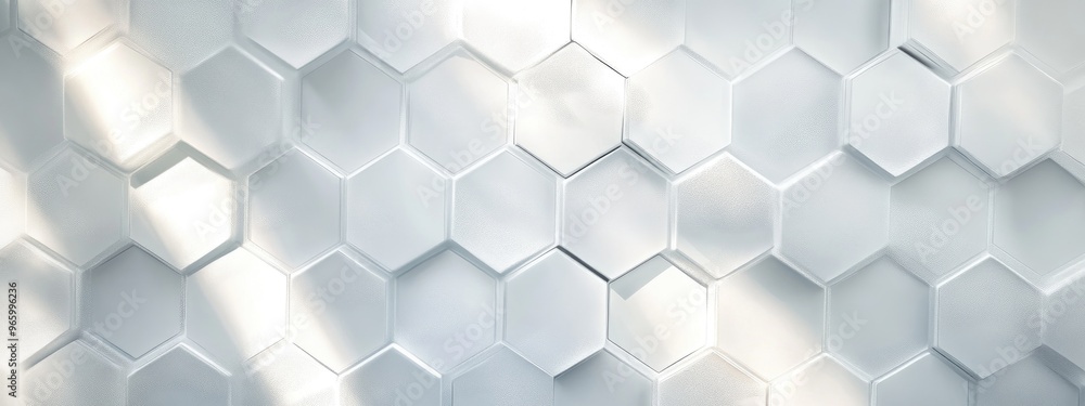 Fototapete White hexagonal background featuring a subtle light pattern