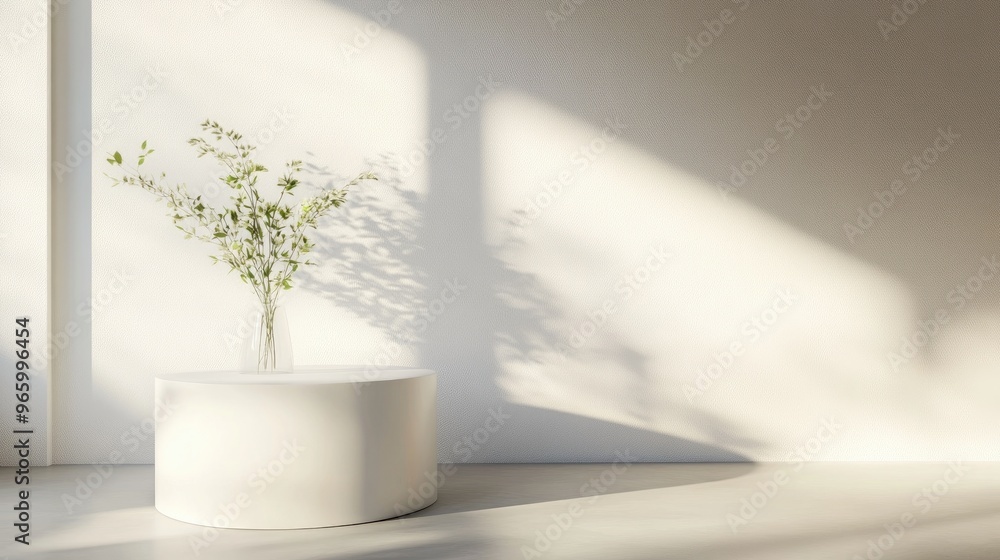 Poster sleek white pedestal design for showcasing products 3d rendering