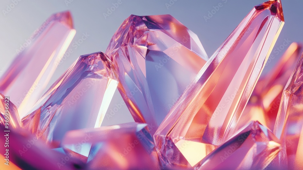 Aufkleber Abstract geometric pattern of crystals rendered in 3D space