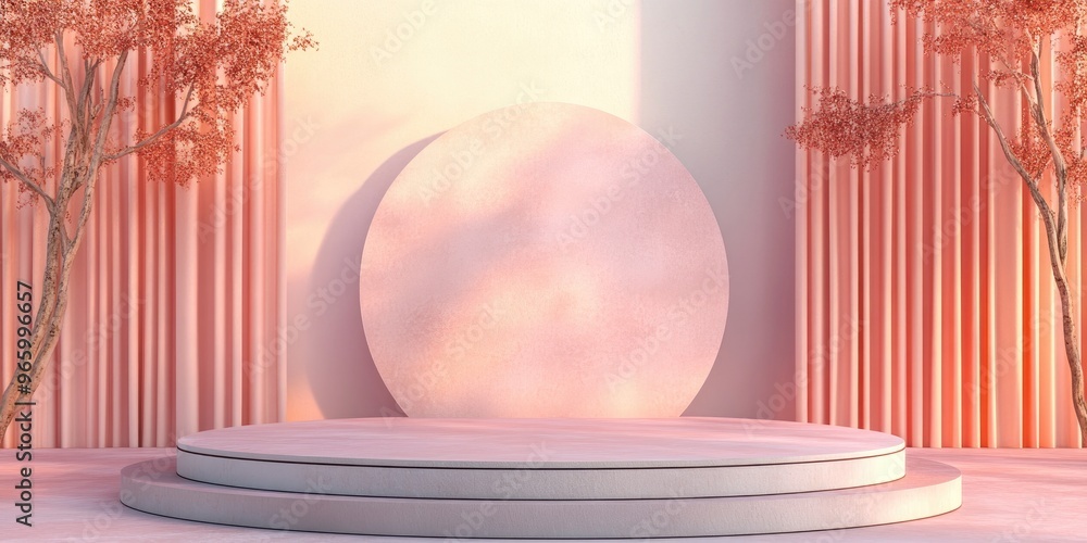 Fototapete abstract background featuring a podium and wall created through 3d rendering and illustration