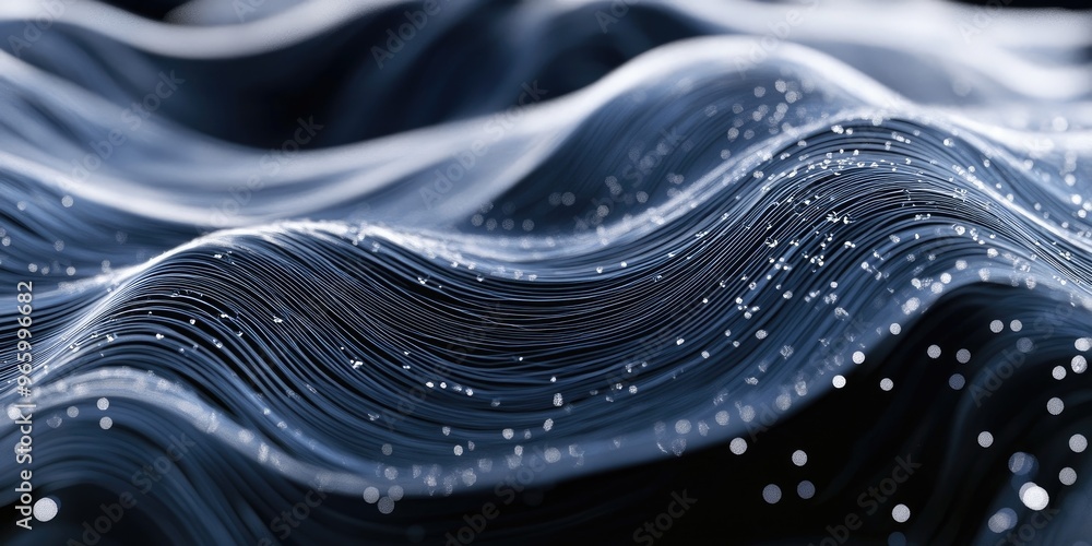 Poster abstract geometric swirling line design featuring water droplets 3d rendering