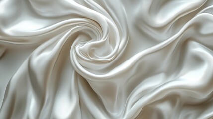 Obraz premium Smooth, flowing white satin fabric texture background.