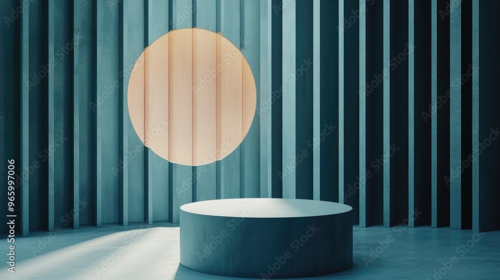 Fototapete Sophisticated and visually appealing abstract backdrop featuring elements studio setting pedestal and minimalistic design 3D illustration and rendering