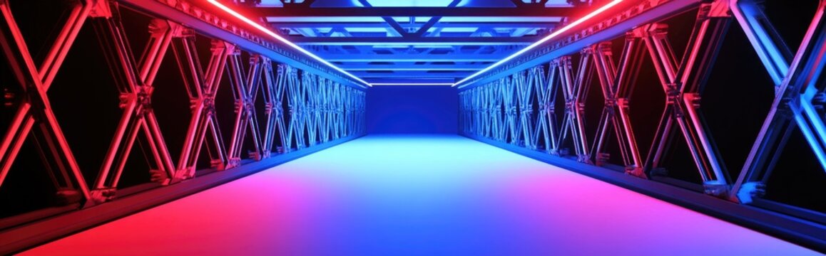 Steel truss girder construction element 3D render of isolated press wall on white background