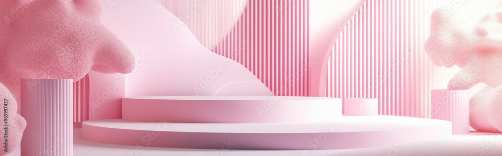 Poster Pink Product Display Abstract geometric backdrop 3D rendering