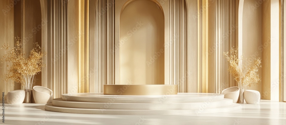 Aufkleber luxury 3d rendering of a podium setup