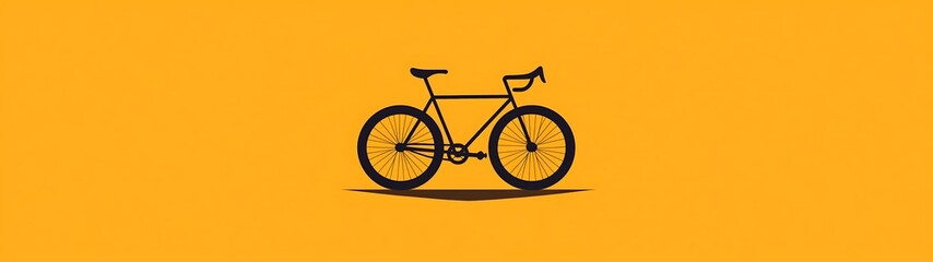 Fototapeta premium Minimalistic Orange and Black Bicycle Logo on Bright Yellow Background