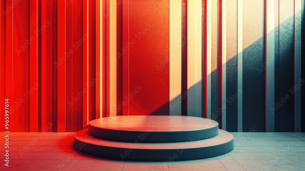 Poster Abstract background featuring a 3D podium and wall scene digitally rendered in three dimensions