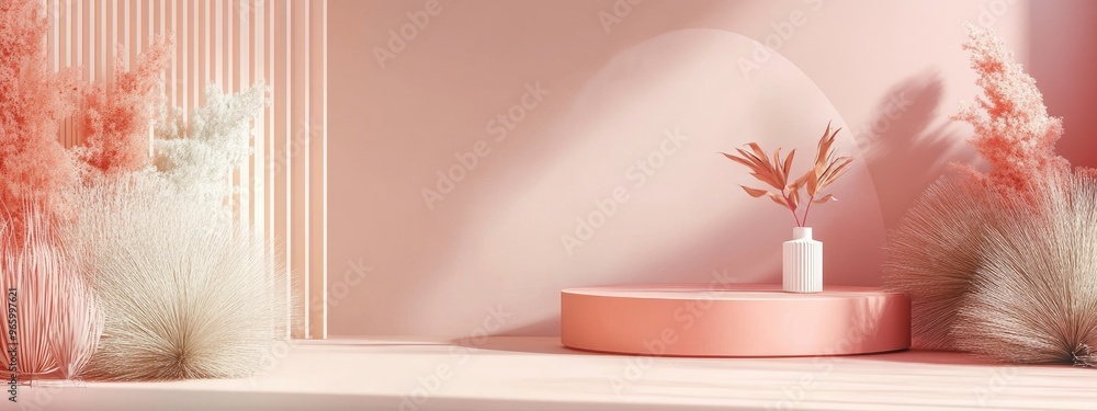 Poster premium display stand for showcasing products in a 3d illustration setting