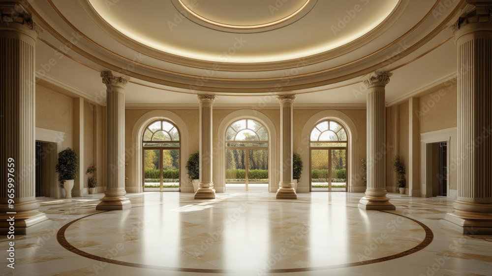 Poster Classic semicircular interior design featuring columns in 3D rendering