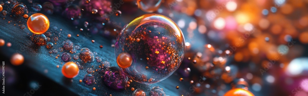 Poster Abstract backdrop featuring various elements 3D rendering