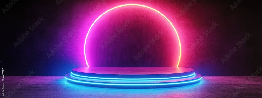 Poster colorful background podium for advertising display 3d rendering