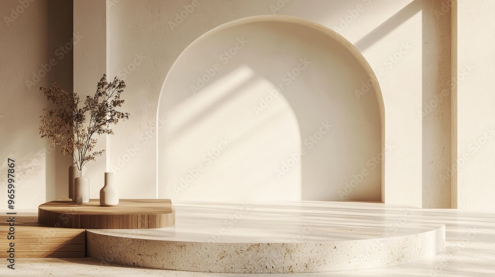 Poster Minimalist Product Display or Podium 3D Rendering