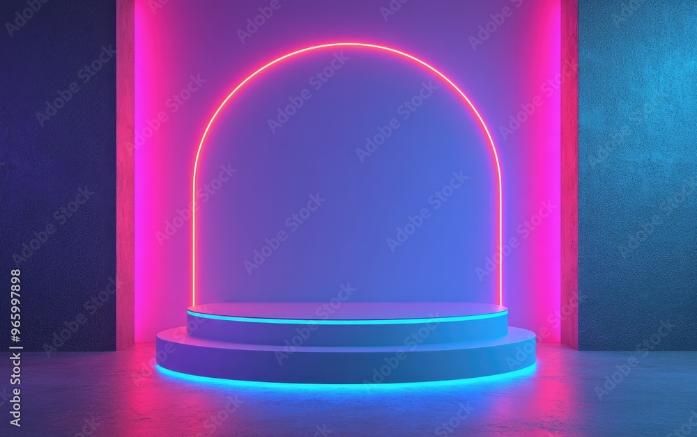 Poster Abstract background featuring a podium and wall scene created through 3D illustration and rendering