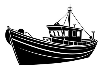 Fishing boat vector art silhouette illustration