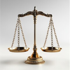 Golden scales of justice, a symbol of balance and legal measurement, weigh the weight of law against the scales of justice