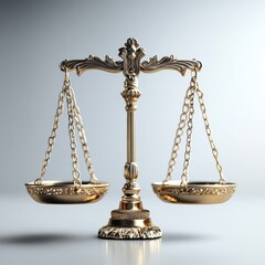 Golden scales of justice symbolize balance and equality in law