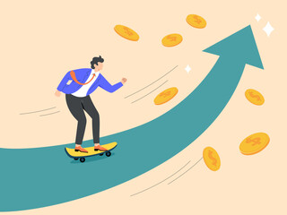 Financial asset value and price rising up