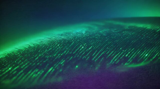 Abstract Digital Background with Green and Blue Particles