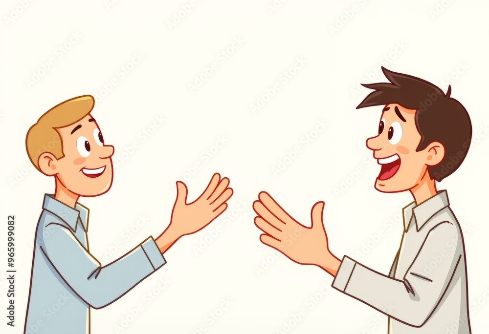 Poster animated storytelling using both hands to describe something viv