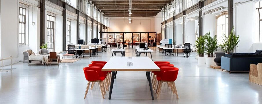 A retrofitted old warehouse turned into a co-working space, creative reuse of industrial architecture